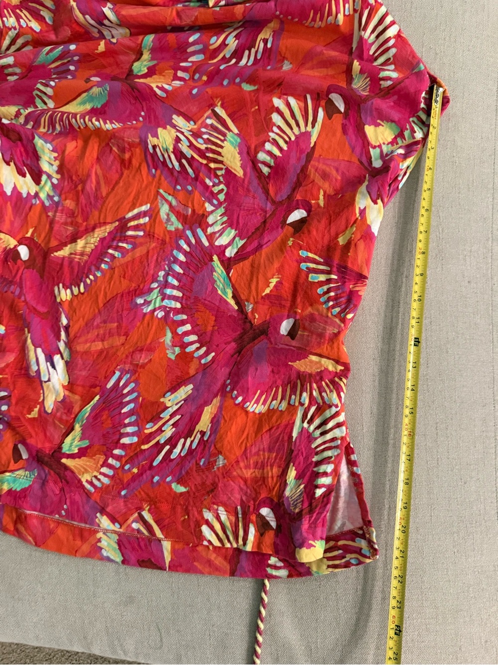 FARM Rio S Pink Red Flying Birds Tropical Print Rope Belt Padded Shoulder Mini - Picture 6 of 7